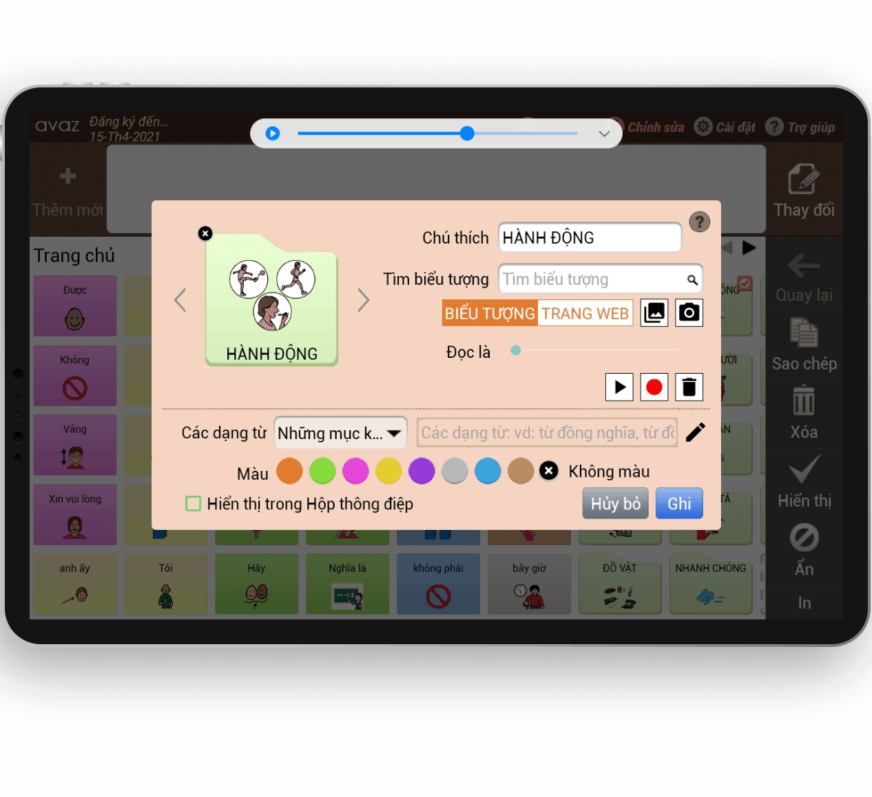 Chỉnh sửa và tạo Danh sách Từ dùng riêng cho từng trẻ